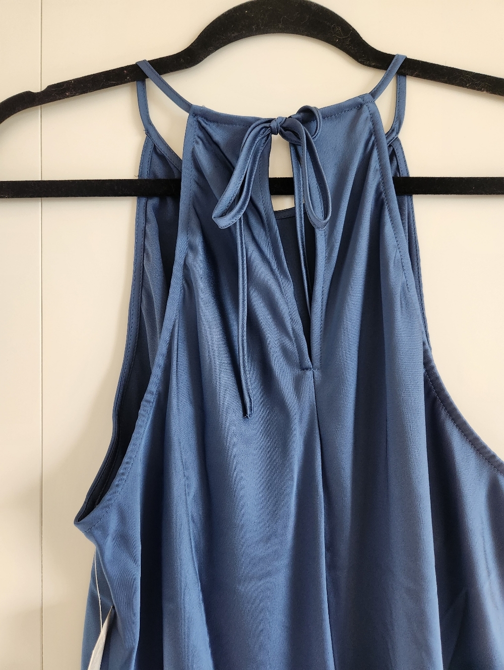 A New Day Blue Satin Maxi Dress XL Tie Back Slip Dress Elegant Minimalist NWT - Picture 9 of 9